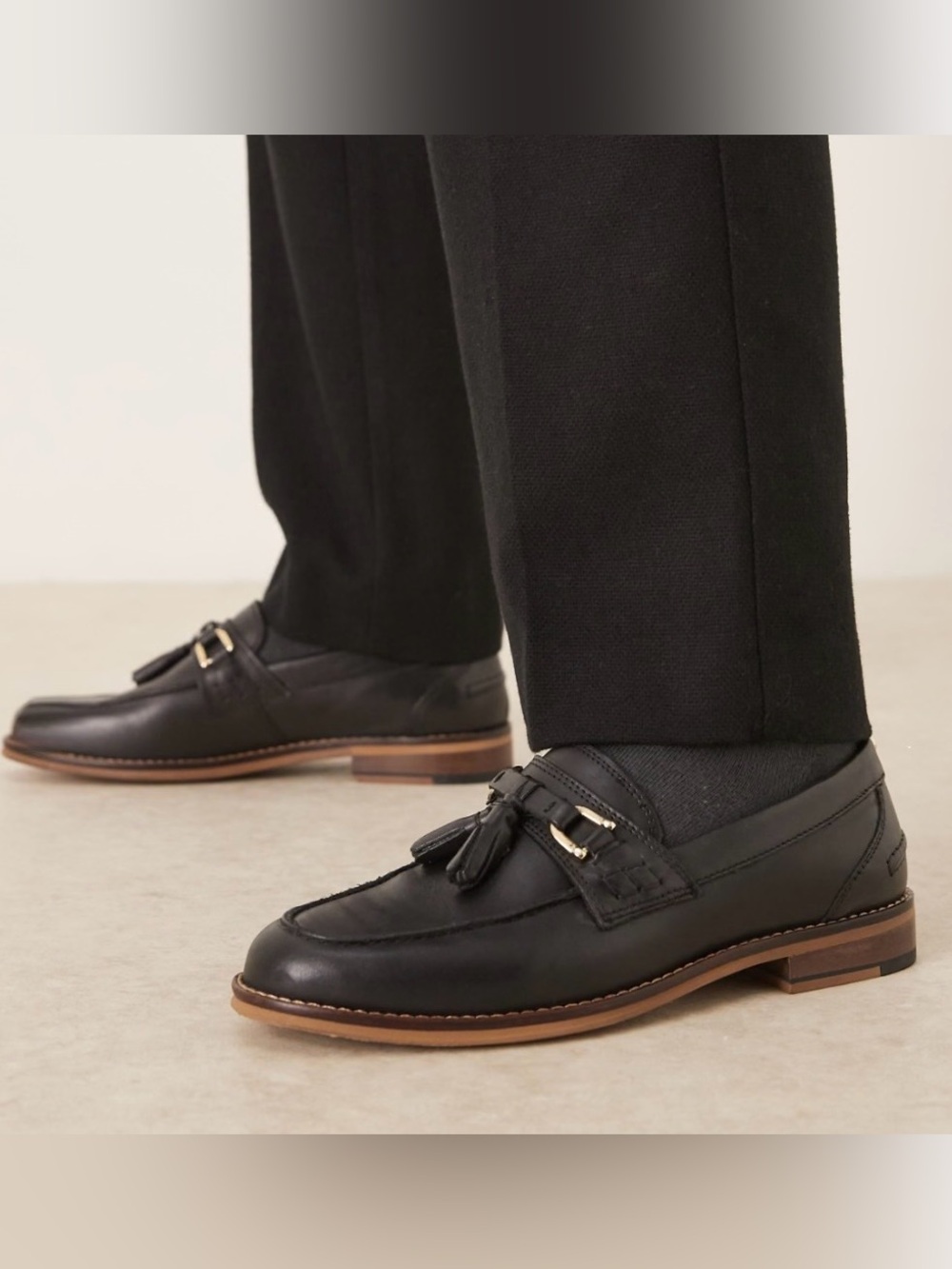 ASOS Men's Black Leather Tassel Loafers UK size 10=US Size 11